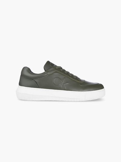 Calvin Klein Cipők HU584382 | Calvin Klein Bőr Férfi Sportcipő Sötét Olivazöld